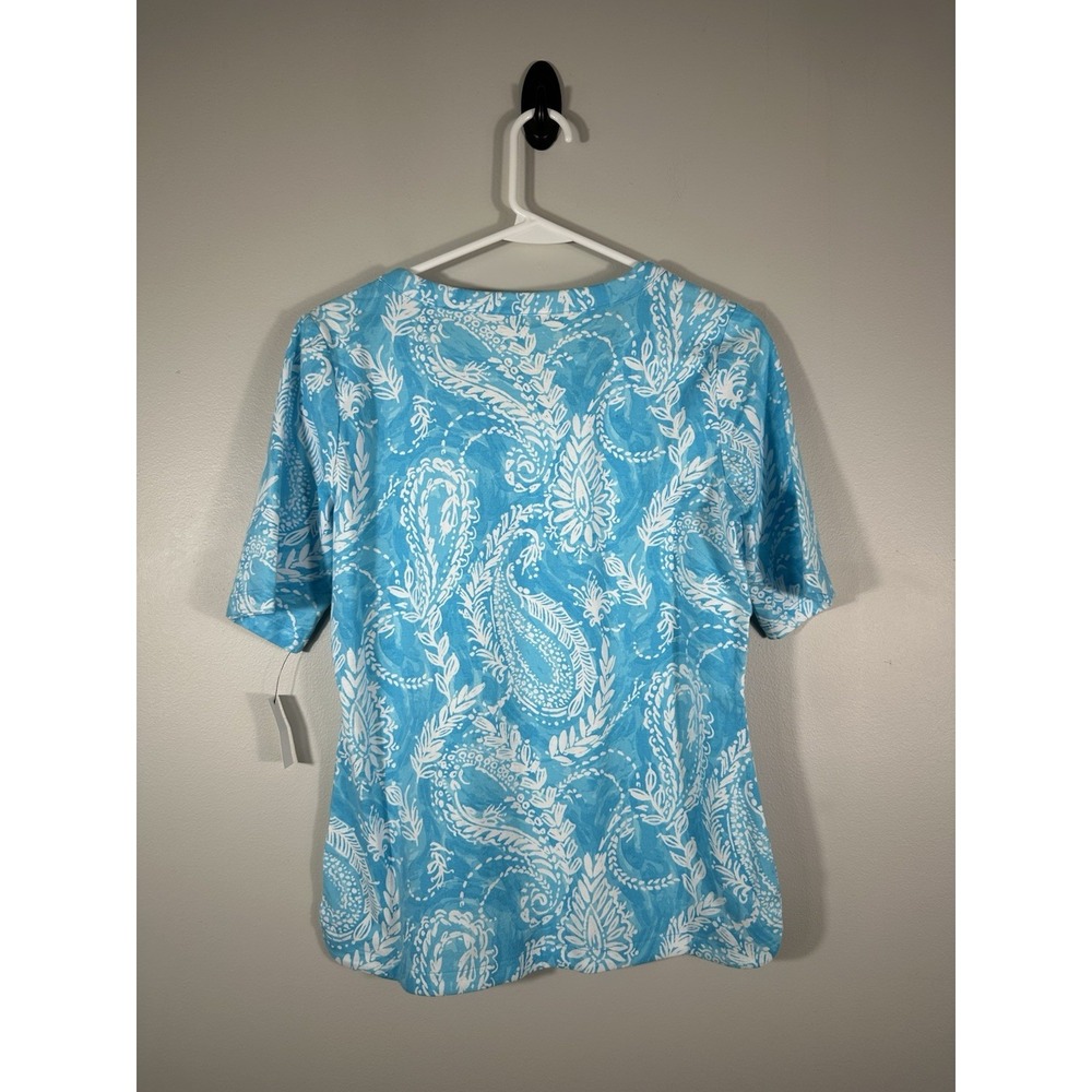 Talbots Top Womens Small Aqua Blue Paisley The Talbots Tee T-Shirt - Picture 3 of 8